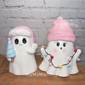 Christmas Ghost with Pink Beanie Set